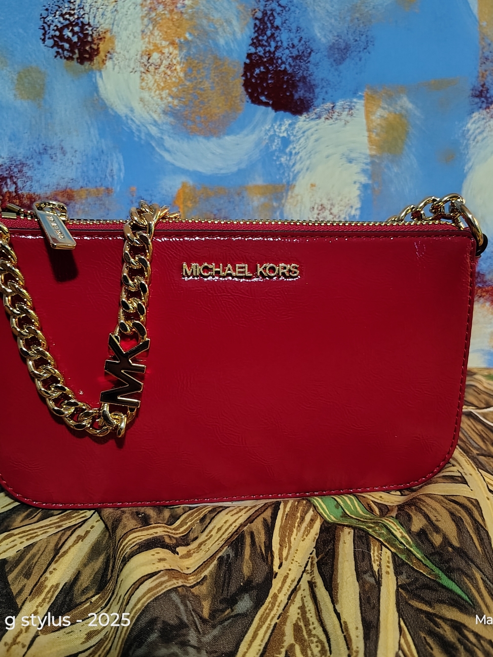 😮🔥🔥MICHEAL KORS- Red Leather Chain Crossbody Bag